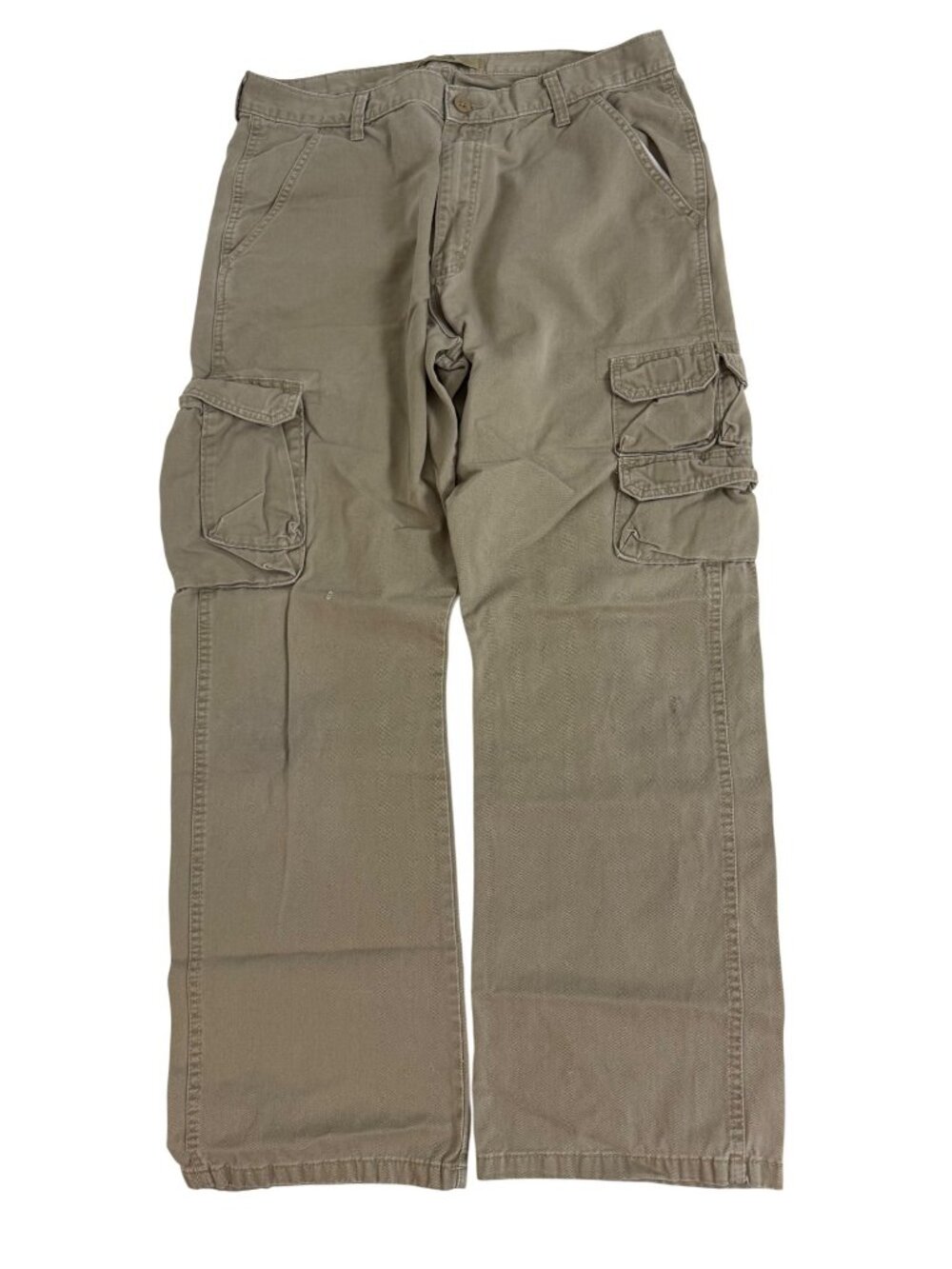 Wrangler Mens Khaki Cargo Pants 100% Cotton Durable Workwear Mens 36 X 32